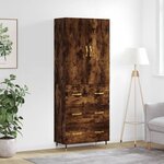 vidaXL Buffet haut Chêne fumé 69 5x34x180 cm Bois d'ingénierie