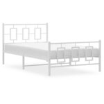 vidaXL Cadre de lit métal avec tête de lit/pied de lit blanc 107x203cm