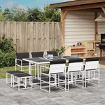 vidaXL Ensemble à manger de jardin avec coussins 11Pièces blanc textilène