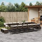 vidaXL Ensemble à manger de jardin et coussins 17 Pièces marron rotin