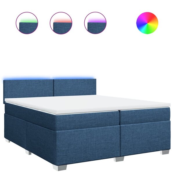 vidaXL Sommier à lattes de lit avec matelas Bleu 200x200 cm Tissu