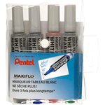 Pochette de 4 marqueurs tableaux blancs maxiflo mwl6 noir rouge bleu vert pentel