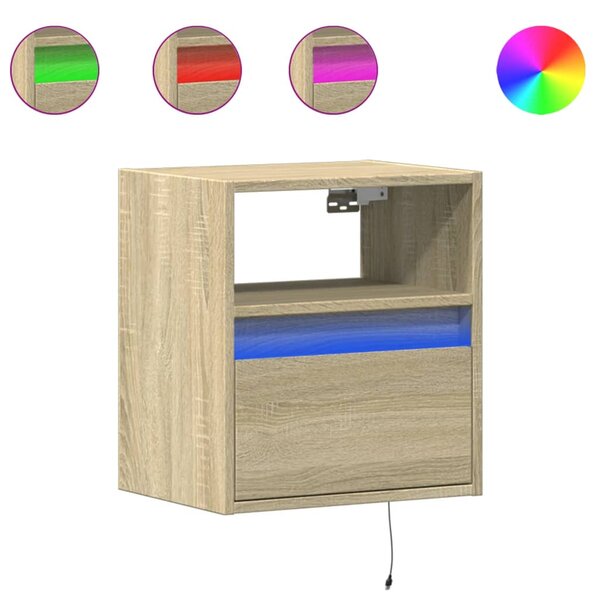 vidaXL Meuble TV mural avec lumières LED chêne sonoma 41x31x45 cm