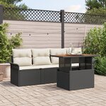vidaXL Ensemble de Sofa de Jardin 5 pièces avec coussins noir en poly rotin