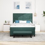 vidaXL Lit Box Spring avec Matelas & Banc Vert Foncé 140x200 cm Velours