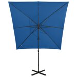 vidaXL Parasol déporté avec mât et lumières LED Bleu azur 250 cm