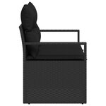 Canapé de jardin 2 places vidaXL avec rangement et coussins en poly rattan noir