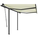 vidaXL Auvent rétractable automatique et poteaux 3x2 5 m Crème