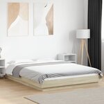 vidaXL Cadre de lit avec lumières LED chêne sonoma 135x190 cm