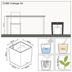 LECHUZA Jardinière CUBE Cottage 50 ALL-IN-ONE Granite