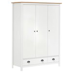 vidaXL Garde-robe à 3 portes Hill Blanc 127x50x170 cm Bois pin solide