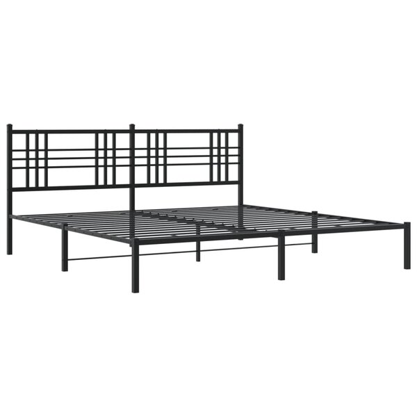 vidaXL Cadre de lit métal avec tête de lit noir 183x213 cm
