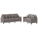 vidaXL Ensemble de canapés 2 Pièces avec coussins Taupe Tissu