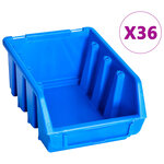 vidaXL Kit de bacs de stockage avec panneaux muraux 96 Pièces Bleu