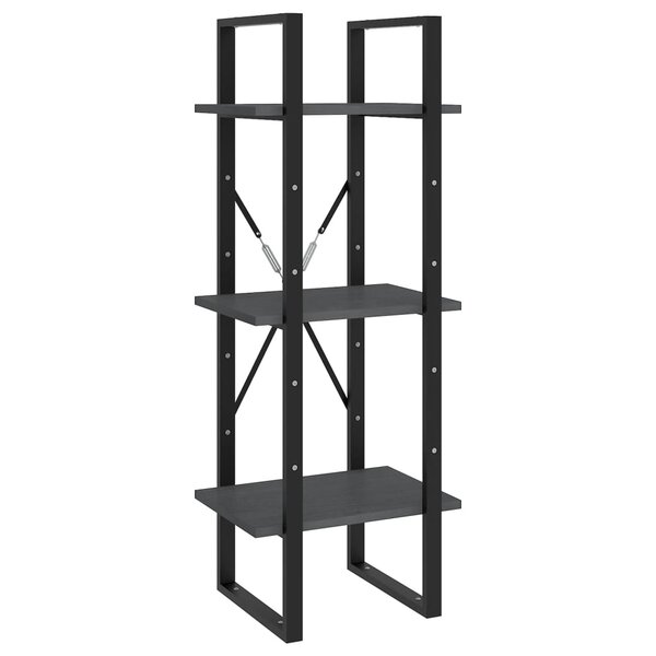 vidaXL Bibliothèque à 3 niveaux Gris 40x30x105 cm Bois de pin massif