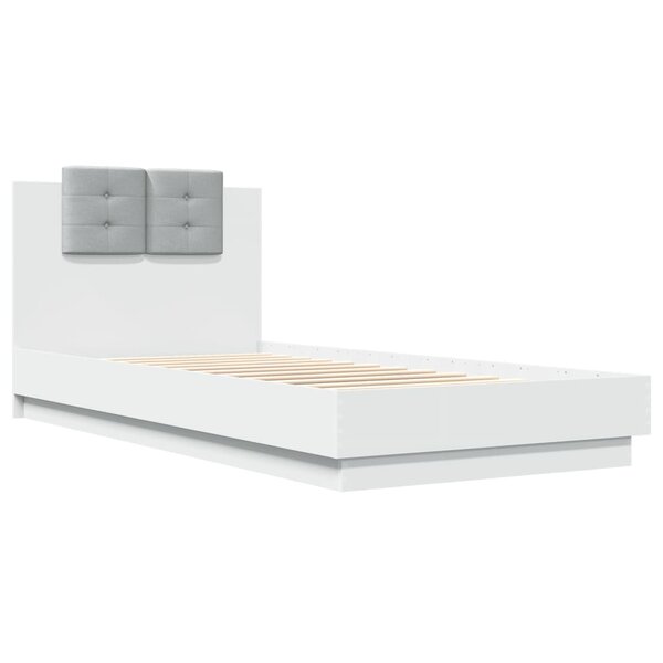 vidaXL Cadre de lit et tête de lit blanc 100x200 cm bois d'ingénierie