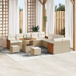 Canapés de Jardin 13 pièces avec Coussins Beige Rattan Acacia