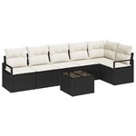 Ensemble de canapé de jardin de 6 pièces avec coussins en rotin poly brun