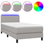 vidaXL Sommier à lattes de lit avec matelas et LED Gris clair 90x200cm