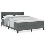 Lit avec sommier à ressorts et matelas gris foncé 140x200 cm en tissu