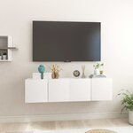 vidaXL Meubles TV suspendus 2 Pièces Blanc brillant 60x30x30 cm