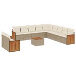 vidaXL Salon de jardin avec coussins 12 Pièces beige résine tressée