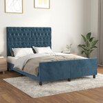 vidaXL Cadre de lit sans matelas bleu foncé 140x190 cm velours