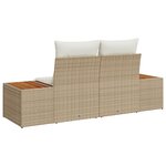 vidaXL Canapé de jardin 2 places avec coussins Beige Rotin Poly