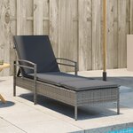 vidaXL Chaise longue avec coussin gris 63x200x81 cm résine tressée