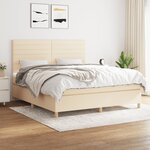 vidaXL Sommier à lattes de lit avec matelas Crème 160x200 cm Tissu