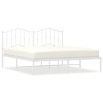 vidaXL Cadre de lit métal avec tête de lit blanc 160x200 cm