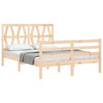 vidaXL Cadre de lit avec tête de lit 140x190 cm bois massif