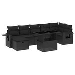 vidaXL Salon de jardin 8 Pièces avec coussins noir résine tressée
