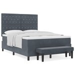 vidaXL Lit à Sommier avec Matelas & Banc Gris Foncé 160x200 cm Velours