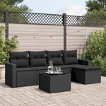 vidaXL Salon de jardin 6 Pièces avec coussins noir résine tressée