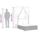 vidaXL Chaise longue double avec toit et rideaux beige résine tressée