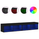 vidaXL Meubles TV avec lumières LED 2 Pièces noir 80x30x30 cm