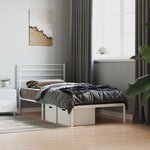 vidaXL Cadre de lit métal sans matelas avec tête de lit blanc 90x190cm