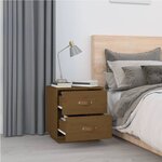  vidaXL Tables de chevet 2 Pièces Marron miel 40x34x45 cm Bois pin massif