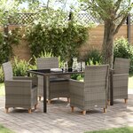 vidaXL Ensemble de 5 Chaises de Jardin avec Coussins Gris Rotin Synthétique