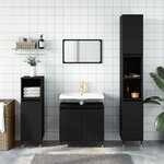 vidaXL Ensemble d'armoires salle de bain 3 Pièces noir bois d'ingénierie