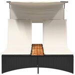 vidaXL Chaise longue double et auvent et coussins noir résine tressée
