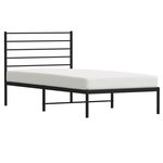 vidaXL Cadre de lit métal avec tête de lit noir 90x190 cm