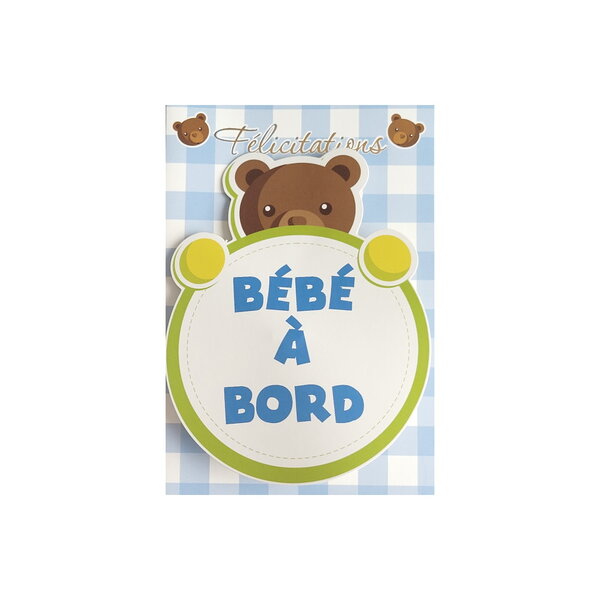 Carte de voeux - naissance - félicitations - bébé a bord - bleu