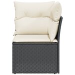 vidaXL Canapé d'angle de jardin avec coussins noir résine tressée