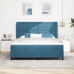 Lit Box Spring vidaXL avec Matelas Bleu Foncé 180x200 cm Velours