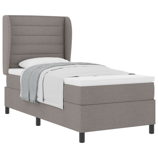 vidaXL Lit à Ressorts avec Matelas en Taupe  100x200 cm  Tissu
