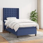 vidaXL Sommier à lattes de lit avec matelas Bleu 100x200 cm Tissu