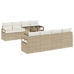 Ensemble de canapé de jardin 9 pièces avec coussins Beige Poly Rotin