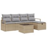 Ensemble de Canapé de Jardin vidaXL de 6 Pièces avec Coussins Beige Poly Rattan